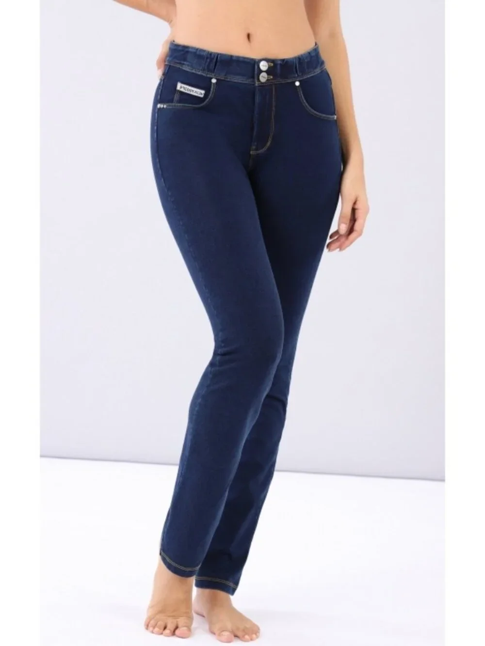 Freddy NOW High Rise Full Length Straight Leg Dark Rinse Hi-Waisted Stretchy S